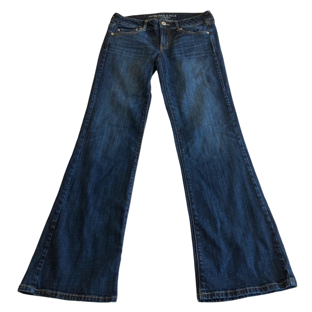 American Eagle Jeans 8 Long (29x32.5) Favorite Boyfriend Stretch Dark‎ Wash Blue